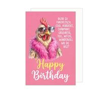 Cartolina di auguri di compleanno premium Edition Seidel con busta, scritta: "Pollo con occhiali da sole rosa, animale divertente" (G3846 SW025)