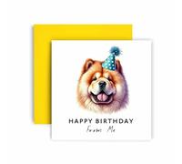 Cartolina di compleanno Huxters dal Cane - Chow Chow - Buon compleanno a mamma del cane e papà del cane - Cartolina di compleanno dal Cane agli Amici e alla Famiglia per il Primo Compleanno (Chow Chow