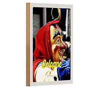 Cartolina in legno | Cologne | Motivo Carnevale | Germania | 12 cm x 18 cm
