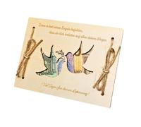 Cartolina in Legno con Motivo, Regalo Divertente e Originale, Custodia per Banconote o Portafoglio, Un per uomini e donne, come un angelo che ti protegge nel tuo viaggio(Due piccioni)