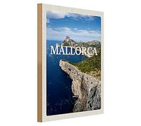 Cartolina in legno retrò | Maiorca | Spagna | Decorazione nostalgica | 30 cm x 40 cm