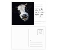 Cartolina per anniversario con corno di osservazione nera, mucca da latte