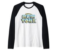 Cartolina Vintage Greetings from New York Maglia con Maniche Raglan