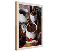 Cartolina vintage in legno | Switzerland | Cioccolata calda | 30 cm x 40 cm
