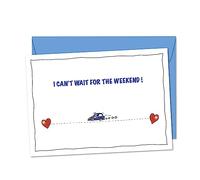 Cartolina XL per auto Can't wait for the weekend, dolce cartolina per coppie in relazione a distanza, prova d'amore, pensa a te, manca il biglietto, per te non è troppo lontano, cartolina con busta