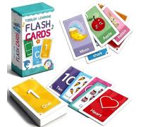 Cartoline con Alfabeto Grande per Bambini dai 2 ai 4 Anni, 58Pcs Schede Flash Inglesi per Bambini Carte, lettere, numeri, ABC, animali, colori Flash Cards per bambini, Giocattoli