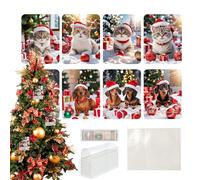 Cartoline d'argento di Natale, ornamento portamonete - Portamonete di Natale serie Fun Kitten Puppy | Fermasoldi fatto a mano, ornamenti divertenti, ciondolo albero decorativo per le vacanze, C, Se