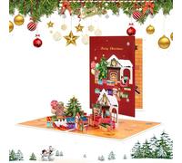 Cartoline di Natale 3D - Biglietti d'auguri pop-up con cartoni animati, simpatici design per le feste | Cartoline di Natale festive per la celebrazione dello scambio di regali tra amici e amanti della