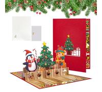 Cartoline di Natale, 5x7in 3d pop -up money holder carte per regali, diffondendo allegria con un unico design pieghevole, cancelleria per le vacanze per amici di famiglia per bambini adulti, finitura