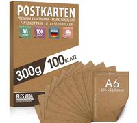 Cartoline in carta kraft da stampare - Set fai da te DIN A6 - 300 g - 10,5 x 14,8 cm - 100 pezzi - Fogli in cartone kraft per la stampa, carta di cartone, fai da te, regali di nozze, accessori