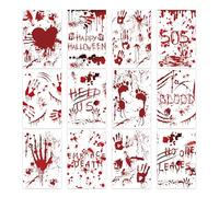 Cartoline sanguinose di Halloween,Carte di Halloween per bambini - Biglietti d'invito Carte di Halloween | Cartoline di Halloween assortite, Impronta di Mano Sanguinosa 12 Pezzi Carte