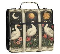 Cartoline vintage per tarocchi pasquale, 3,8 cm, 3 anelli, con cerniera, organizer con tracolla, include tasca con cerniera, organizer per studenti di medie dimensioni