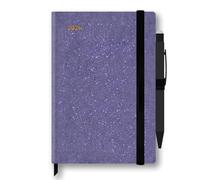 Cartomania Agenda 2026 Giornaliera M 12 Mesi Lilla Glitterata, 12x18 cm, Chiusura Con Elastico, Tasca A Soffietto, Segnalibro E Penna Inclusi