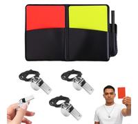 Carton Arbitre Set con Sifflet Arbitre 3 Pezzi, Carton Rouge e Jaune, Carnet PU Impermeabile, Crayon, Carton Arbitre Kit per Calcio Basket Scuola Allenamento Sport