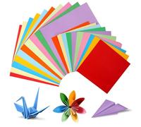 Cartoncini Colorati, JIANTA 100 Fogli 20x20cm e 100 Fogli 15x15cm Carta Origami, 10 Colori Carta Artigianale Facile da Piegare per Bambini, Adulti, Principianti
