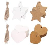 Cartoncini per bomboniere, 100 pcs etichette da regalo a forma di cuore Stella, in carta,Cartellini del Prezzo, Etichette Marcatura con Stringa, per San Valentino, feste, compleanni, Natale