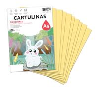 Cartoncino A3 Crema 185 g Carta cartoncino per lavoretti creativi, Scrapbooking, stampante inkjet e laser, uso scolastico e scuola - SIDI (crema, 25h)