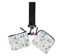 Cartoncino bavarese personalizzato blu e bianco da donna portamonete porta carte di credito piccolo porta biglietti da visita staccabile con tasca portamonete con cerniera per le donne, confezione da