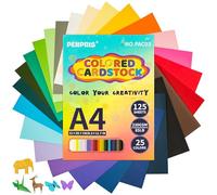 Cartoncino colorato A4, carta per cartoncini pesanti, 125 fogli di cartoncino per la creazione di biglietti, scrapbooking artigianale, 25 colori, 230 g/m²