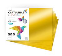 Cartoncino Colorato Metallizzato, Fogli Grandi 50x65 cm, Cartoncini 230g per Fai da Te, Progetti Creativi e Arte con Effetto Riflettente m-office (125 fogli, oro)