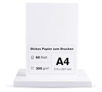Cartoncino fotografico formato A4, 300 g/m², 60 fogli, carta di alta qualità, spessa per la stampa, cartoncino colorato, colore: bianco