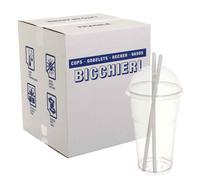 Cartone 500 Bicchieri Kristal PET 650cc con coperchio bombato forato