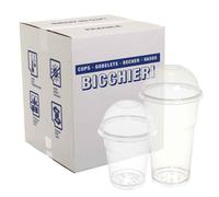 Cartone 500 Bicchieri Kristal PET con coperchio bombato chiuso