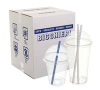 Cartone 500 Bicchieri Kristal PET con coperchio bombato forato