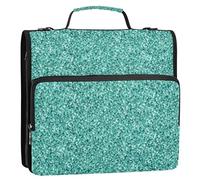 Cartone animato 1 1/2 pollici 3 anelli raccoglitore ad anelli D anello verde acqua glitter scintille texture leggera cerniera raccoglitore organizzatore portafoglio & caso anello cartella titolare