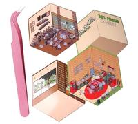 Cartone animato 3D Mini Scene Stickers, adesivi animati, 3D Children's Scene Stickers Set, con le case come tema, Panda Set 3D Cabin Scene Stickers, Cabin Landscape Stickers Pattern