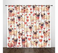 Cartone Animato 3D Tende da 2 Pannelli Ombreggiatura 182L x 213A CM Rosso Cuore D'Amore Carlino Poliestere Isolamento Termico Tenda per Finestra per Camera da Ietto Soggiorno Cucina Sala Giochi