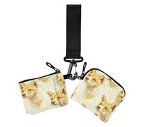 Cartone animato Africano Cane Selvaggio Oro Portafogli da Donna Custodie per Carte Sottile Portatile Raccoglitore di Carte Organizzatore di Soldi con Tasca con Cerniera per Viaggio 2 Confezioni