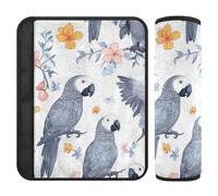 Cartone animato africano grigio pappagallo bianco 2 pz cinghia pad protegge il collo e le spalle per la maggior parte delle auto Protector para cinturón de carro