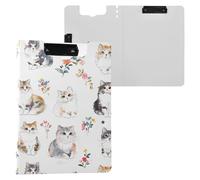 Cartone animato American Curl Cats Bianco Appunti Pieghevole Orizzontale e Verticale Doppia Clip Board con Copertura Appunti Clipfolio Cancelleria Organizer Forniture