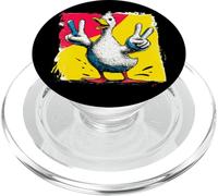 Cartone animato anatra doppia pace retrò pop uccello segno grafico divertente PopSockets PopGrip per MagSafe