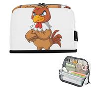 Cartone animato Angry Chicken Bianco Storage Pencil Bag Grandi Sacchetti di Matita Custodia con Cerniera Ragazzi Borse Penna Ragazzi Ragazze Adolescenti Decorativo Ritorno a Scuola Adulti Forniture