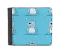 Cartone animato animale ippopotamo uomo portafoglio bifold sottile porta carte di credito borsa in pelle, Stile:, Taglia unica