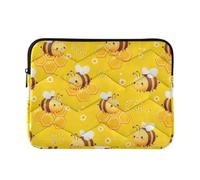 Cartone animato ape giallo trapuntato Computer Sleeve | Custodia sottile per computer portatile per lavoratori remoti durante il trasporto della borsa, taglia L