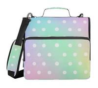 Cartone animato arcobaleno a pois 3 anelli robusto raccoglitore con cerniera con manico e tracolla rimovibile Laege capacità scolastica organizzatore per la scuola media