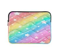 Cartone animato arcobaleno bianco Top-Zip Computer Sleeve con fodera in | Custodia per laptop con guida alle misurazioni del dispositivo, cerniera superiore liscia e ammortizzazione quotidiana degli