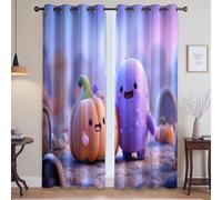 Cartone animato Argilla Mostro Zucca Tenda Per Tutte le Stagioni - Protezione dal sole Tende Termiche con Stampa, Viola, 117L x 183A cm (2 Pannelli) 46"x72"