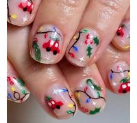 Cartone animato Auto Stick On Nails Natale Press On Nails Coperture complete Unghie finte Natale Strisce luminose Chiodi artificiali