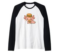 Cartone Animato Axolotl Doppio Burger Maglia con Maniche Raglan