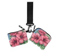 Cartone animato azalea floreale 4 luglio giorno dell'indipendenza rosso donne cambio portafoglio porta carte mini moda carta d'identità protezione con cerniera tasca portamonete per uso quotidiano 2