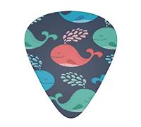 Cartone animato balene su sfondo blu sottile medio e pesante calibro plettri per chitarra acustica elettrica basso (12 conteggi)