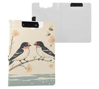 Cartone animato Barn Rondine Uccelli Un fiume Appunti Piegato Doppia Clip Metallo Portapenne Clip Board con Copertina rigida Clipfolio Archiviazione documenti