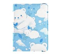 Cartone animato Binturong Sky Blue Porta passaporto in pelle per viaggio Portafoglio Combo passaporto con blocco RFID per le donne impermeabile, cartone animato, Binturong, cielo blu, 1 size
