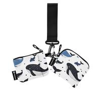 Cartone animato Blu Nero Balena Donne Custodie per Carte Cambio Titolare Carino Moda Portafoglio Carta di Credito Organizer con Cerniera Tasca Moneta per Lady 2 Pz Portafoglio para Tarjetas de Mujer