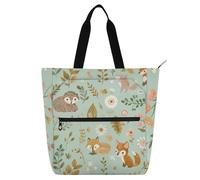 Cartone animato boschi freschi animali borse di Tote per bambini adulti resistente all'acqua bambino libro Tote Resuable borsa della spesa per college shopping spiaggia