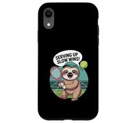 Cartone animato bradipo giocare a tennis con divertente Catchphrase Custodia per iPhone XR